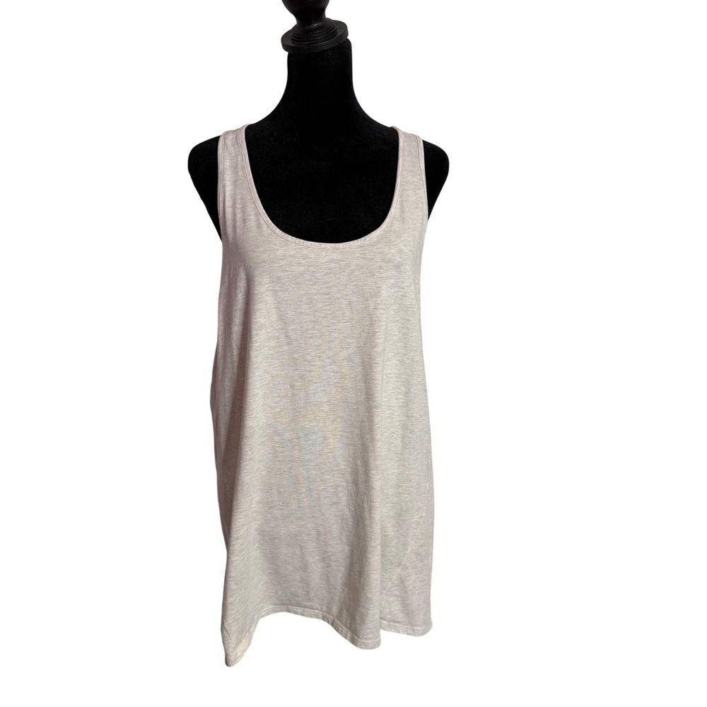 Pure Jill Fit Racer Back Tank Top XL Gray Heather Pima Cotton Workout Minimalist